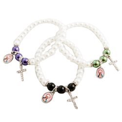 PULSERA PERLA NEGRA C/CRUZ C/FTO