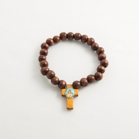 PULSERA BOLA MADERA MARRON C/FOTO