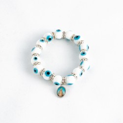 PULSERA CERAMICA BLANCO CON OJOS SUERTE AZUL CON FOTO