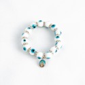 PULSERA CERAMICA BLANCO CON OJOS SUERTE AZUL CON FOTO