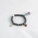 PULSERA NEGRO TURMALINA CON ESTRELLA Y POMPON CON FOTO