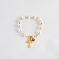 PULSERA PERLA NACAR CON CAPUCHA DORADA CON FOTO