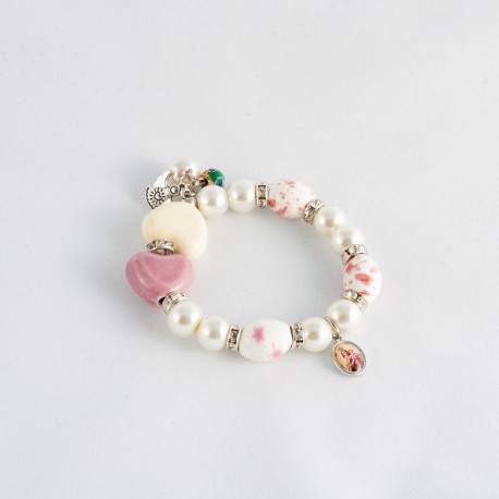 PULSERA CON CORAZONES Y GOTAS EN CERAMICA CON FOTO