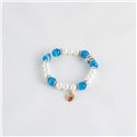 PULSERA OJO DE GATO AZUL Y PERLAS BLANCAS CON FOTO